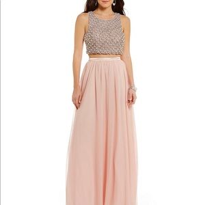 Pearl and Stone Bodice Long Two-Piece Dress